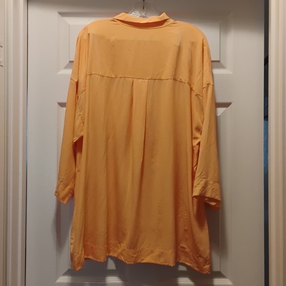 Lafayette 148 New York Orange/Goldenrod Tunic Blouse 3/4 Sleeve Size XL - Picture 6 of 8
